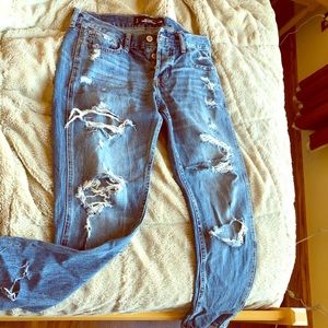 Distressed mom jeans